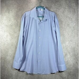 State & Liberty Button Down Shirt Mens 2XL Blue Plaid Athletic Fit Performance